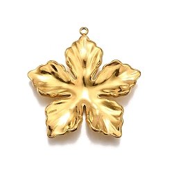 Настоящее золото 18K 304 подвески из нержавеющей стали, цветочный шарм, реальный 18 k позолоченный, 36.5x35.5x4.5 мм, отверстие : 1.6 мм