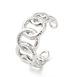 Нержавеющая Сталь Цвет Не тускнеет 304 нержавеющая сталь панцирные цепи форма открытого манжетного кольца, полое кольцо для мужчин женщин, цвет нержавеющей стали, размер США 10 1/4 (19.9 мм)