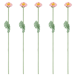 Pink Handmade Crochet Cotton Artificial Flower, with Iron Wire, for Wedding Home Decorations, Pink, 408x40x38mm