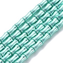 Aquamarine Electroplate Glass Beads Strands, Bamboo, Aquamarine, 8x4.5mm, Hole: 0.8mm, about 50pcs/strand, 15.75''(40cm)