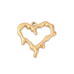 Настоящее золото 18K 304 подвески из нержавеющей стали, ионное покрытие (ip), шарма сердца, реальный 18 k позолоченный, 20x20.5x1.5 мм, отверстие : 1.4 мм