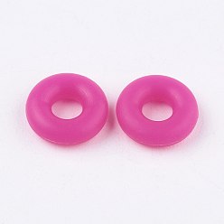 Фуксиновый Силиконовые бусины, изготовление браслетов diy, пончик, красно-фиолетовые, 6x2 мм, отверстие : 2 мм