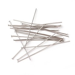 Stainless Steel Color 304 Stainless Steel Flat Head Pins, Stainless Steel Color, 40x0.6mm, 22 Gauge, Head: 1.5mm