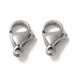 Stainless Steel Color 304 Stainless Steel Lobster Claw Clasps, Parrot Trigger Clasps, Manual Polishing, 11x7x3.5mm, Hole: 1mm