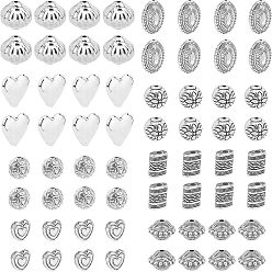 Antique Silver & Platinum CCB Plastic Beads, Mixed Shapes, Antique Silver & Platinum, 80pcs/box