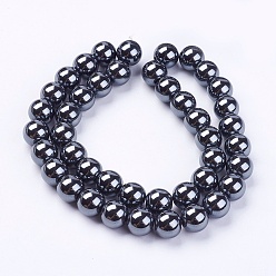 Black Non-Magnetic Synthetic Hematite Beads Strands, Grade AA, Round, Black, Black, 8mm, Hole: 2.5mm, about 53pcs/strand