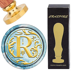 Letter R Латунные восковые печати с деревянной ручкой, для diy scrapbooking, Буква R, 25 мм