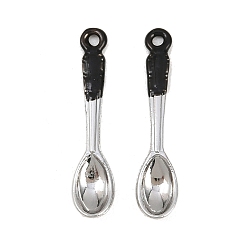 Посуда Подвески из эмали и сплава, платина, ложка, 30.5x6.5x3 мм, отверстие : 1.5 мм