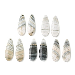 Teardrop Подвески из натуральной индийской зеленой яшмы., подходящие геометрические подвески, слезинки, 40.5x13.5~14x4.5~5 мм, отверстие : 1.2 мм