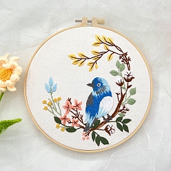 Dodger Blue DIY Embroidery Kits, Including Printed Fabric, Embroidery Thread & Needles, Embroidery Hoop, Dodger Blue, 200mm