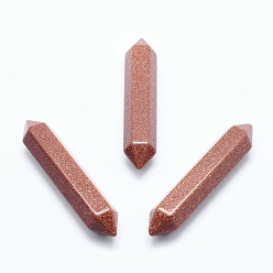 Goldstone Synthetischer Goldfluss ohne Loch, facettiert, doppelt abgeschlossene Punkte, 51~55x10.5~11x9.5~10 mm