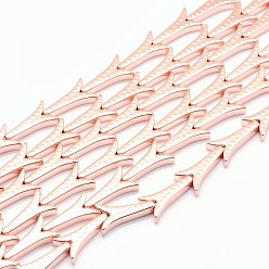 Rose Gold Plated Electroplate Non-magnetic Synthetic Hematite Beads Strands, Grade AA, Long-Lasting Plated, Dragon Tail, Rose Gold Plated, 15.5x8x3mm, Hole: 1mm, about 31pcs/strand, 15.7 inch(40cm)