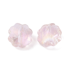 Pink Прозрачный Electroplate стеклянные бусины, AB цвет, граненый клевер, розовые, 7.5x7.5x5 мм, отверстие : 1 мм