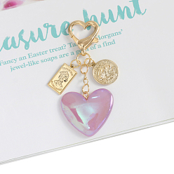 Орхидея Акриловые подвесные украшения, с металлическими застежками, сердце, сиреневые, сердце: 3.8x3.5 см