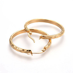 Золотой Ионное покрытие (ip) 304 серьги-кольца из нержавеющей стали, неровный, золотые, 36x35x3 мм, штифты : 1.2x0.7 мм