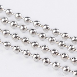 Platinum Iron Ball Chains, Soldered, Platinum Color, with Spool, Bead: about 2mm in diameter, about 328.08 Feet(100m)/roll