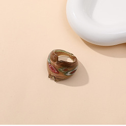 Разноцветный Стеклянные кольца для пальцев в стиле дуньхуан, красочный, внутренний диаметр: 18 мм