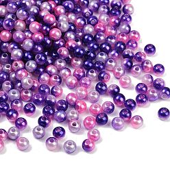 Сине-фиолетовый Абс имитация жемчужные бусины, круглые, два тона, синий фиолетовый, 6 мм, отверстие : 1.8 мм, Около 5000 шт / 500 г
