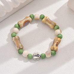 Разноцветный Керамические браслеты ручной работы из бусин для женщин, кость, со сплавом, красочный, внутренний диаметр: 2-1/8 дюйм (5.5 см) ~ 3-1/8 дюйм (8 см)