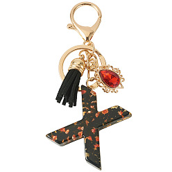 Letter X Resin Keychains, with Lobster Claw Clasps, Light Gold, Letter X, 100mm, Letter: 42.5x38.5x7.5mm