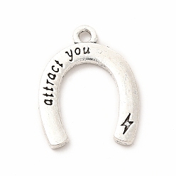 Слово Сплавочные подвески тибетского стиля, подкова, слово, 20.5x16x1.8 мм, отверстие : 1.8 мм