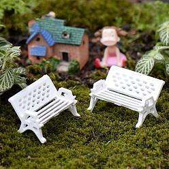 White Plastic Benches, Mini Furniture, Dollhouse Garden Decorations, White, 15mm