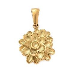 Настоящее золото 18K 304 подвески из нержавеющей стали, цветочный шарм, реальный 18 k позолоченный, 20.5x17.5x4 мм, отверстие : 2.5x7 мм