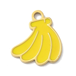 Банан 304 эмалевые подвески с фруктами из нержавеющей стали, реальный 18 k позолоченный, банан, 18.5x17x1.5 мм, отверстие : 2.2 мм