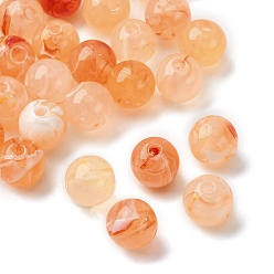 Персиковый Слойка 40 шт прозрачные акриловые бусины, круглые, два тона, розовые, 7.5 мм, отверстие : 2 мм