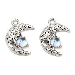 Платина Стойки подвески обшивки сплава, со стеклом и горным хрусталем, без свинца и без кадмия, лунное очарование, платина, 18.5x13x4 мм, отверстие : 1.8 мм