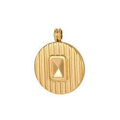 Настоящее золото 14K Плоские круглые подвески 304 подвески из нержавеющей стали, ионное покрытие (ip), реальный 14 k позолоченный, 20x16 мм