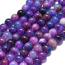 Сине-фиолетовый Натуральный Malaysia нефритовые бусы пряди, окрашенная и подогревом, круглые, синий фиолетовый, 6~6.5 мм, отверстие : 1 мм, около 60~62 шт / нитка, 14.96 дюйм (38 см)