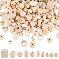 Античный Белый 300шт 10 стили деревянные европейские бусины, бусины с большим отверстием, без свинца, разнообразные, старинный белый, 12~20x9~20 мм, отверстие : 3~6 мм