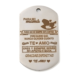 Нержавеющая Сталь Цвет Не тускнеющие 201 подвески из нержавеющей стали, подвески с хвалебными посланиями, овал со словами-подвесками, цвет нержавеющей стали, 49x28x2 мм, отверстие : 3 мм