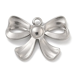 Нержавеющая Сталь Цвет Антикоррозийные 304 подвески из нержавеющей стали, очарование бантом, цвет нержавеющей стали, 20x28x3.5 мм, отверстие : 2.2 мм