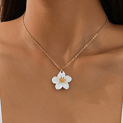 Золотой Винтажные ожерелья из белого сплава с подвеской в виде цветка для женщин, золотые, 15.75 дюйм (40 см)