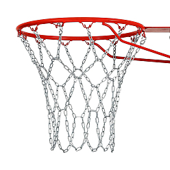 Stainless Steel Color 201 Stainless Steel Basketball Net, with Hooks, for Hoop Basket, Stainless Steel Color, 475mm