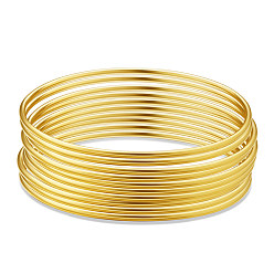 Латунь Наборы буддийских браслетов из латуни, реальный 24 k позолоченный, внутренний диаметр: 2-1/2 дюйм (6.5 см), 10 шт / комплект