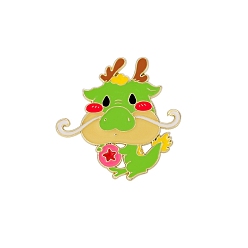 Дракон Китайские эмалевые булавки со знаком зодиака, значок мультфильма из золотого сплава, дракон, 29x30 мм