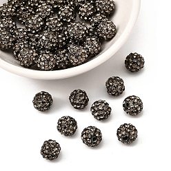 Черный Алмаз Бусины со стразами, полимерная глина , pave disco бусины, класс А, черный алмаз, С. 11 (1.7~1.8 мм), 8 мм, отверстие : 1.5 мм