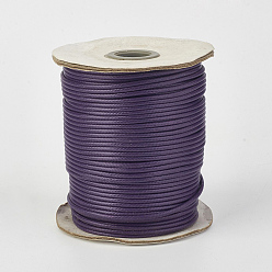 Indigo Eco-Friendly Korean Waxed Polyester Cord, Indigo, 2mm, about 90yards/roll(80m/roll)