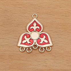 Красный Сплав ссылки люстра компонент, клеверная ссылка, с эмалью, красные, 29x25 мм