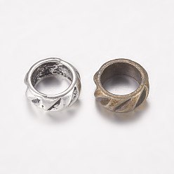 (52) Непрозрачная лаванда Тибетский стиль сплава шарика, бусины с большим отверстием, колонка, разноцветные, 8x3.5 мм, отверстие : 6 мм