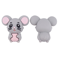 Гейнсборо Силиконовые бусины, DIY уход за ожерельем, мышь, светло-серые, 30x30 мм