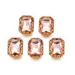 Индийский Красный Шить на горный хрусталь, прозрачные стеклянные стразы, с настройками железного зубца, граненые, прямоугольные, Индийская красная, 15x11x5.5 мм, отверстие : 1 мм