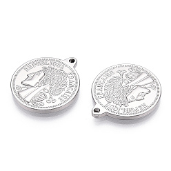 Нержавеющая Сталь Цвет Не тускнеющие 304 подвески из нержавеющей стали, ручная полировка, плоский круглый с человеческими прелестями, цвет нержавеющей стали, 24x21x2 мм, отверстие : 1.6 мм