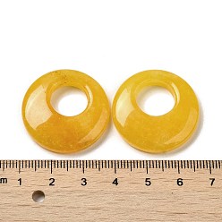 Topaz Jade Natural Topaz Jade Pendants, Donut/Pi Disc Charms, 27.5~28x4.5~5.5mm