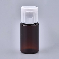 Coconut Brown PET Plastic Empty Flip Cap Bottles, with White PP Plastic Lids, for Travel Liquid Cosmetic Sample , Coconut Brown, 2.3x5.65cm, Capacity: 10ml(0.34 fl. oz).