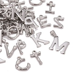 Letter A~Z Не тускнеющие 304 подвески из нержавеющей стали, Начальная буква, буквы, 16~38x10~27x1~7 мм, отверстие : 3~4x8~10 мм