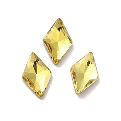Citrine Glass Rhinestone Cabochons, Point Back & Back Plated, Faceted, Rhombus, Citrine, 8x5x2mm